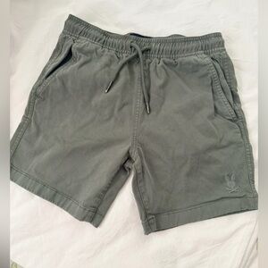 Psycho Bunny kids Willis olive green stretch shorts M 10-12